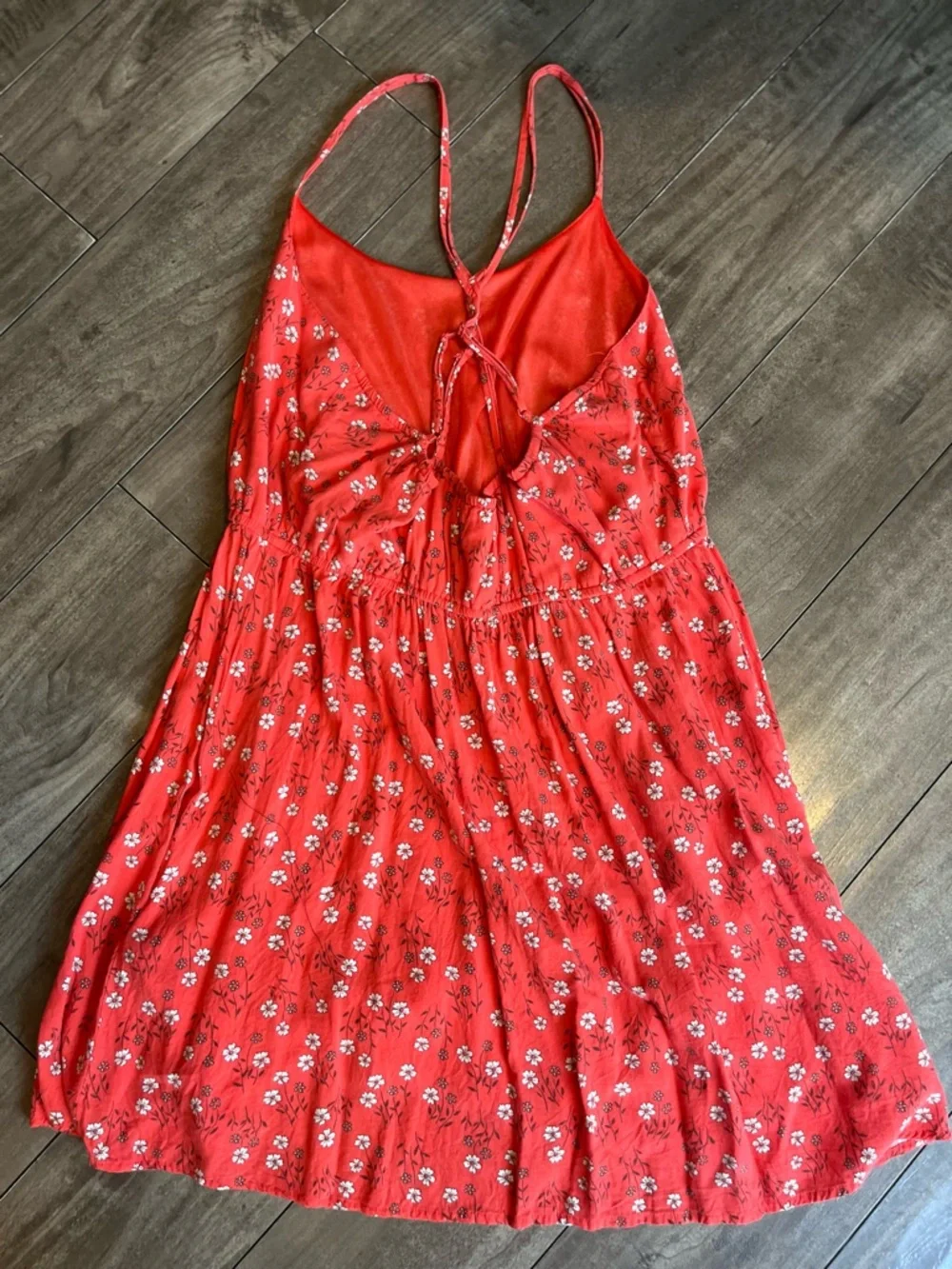Forever 21 Coral Red Floral Spaghetti Strap Dress - Picture 2 of 3